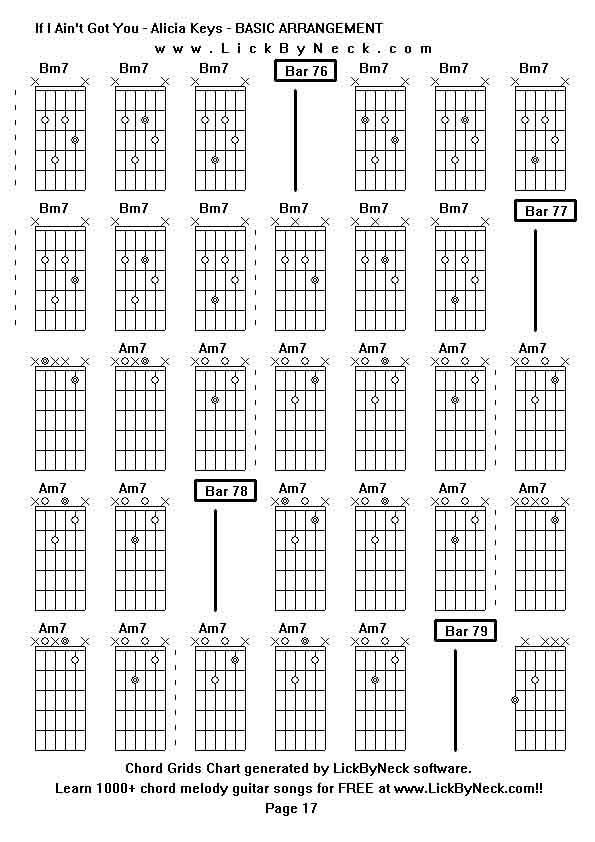 Chord Grids Chart of chord melody fingerstyle guitar song-If I Ain't Got You - Alicia Keys - BASIC ARRANGEMENT,generated by LickByNeck software.